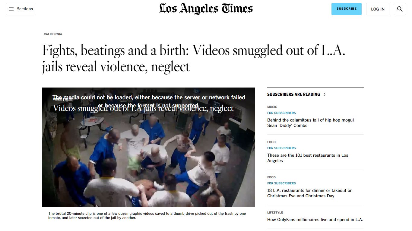 Fights, beatings and a birth: Videos smuggled out of L.A. jails reveal ...